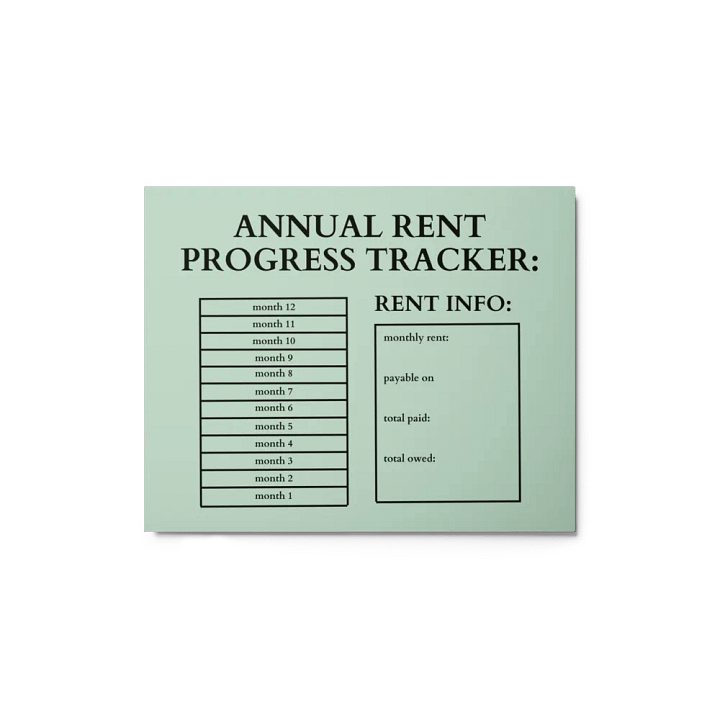 HIGHFALUTIN ANNUAL RENT TRACKER (black design 3) product image (1)