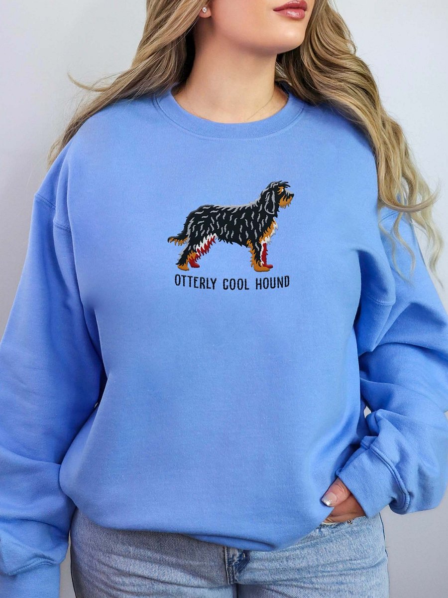 Otterly Cool Hound Sweatshirt (Embroidered) of an Otterhound(Black & Tan) product image (2)