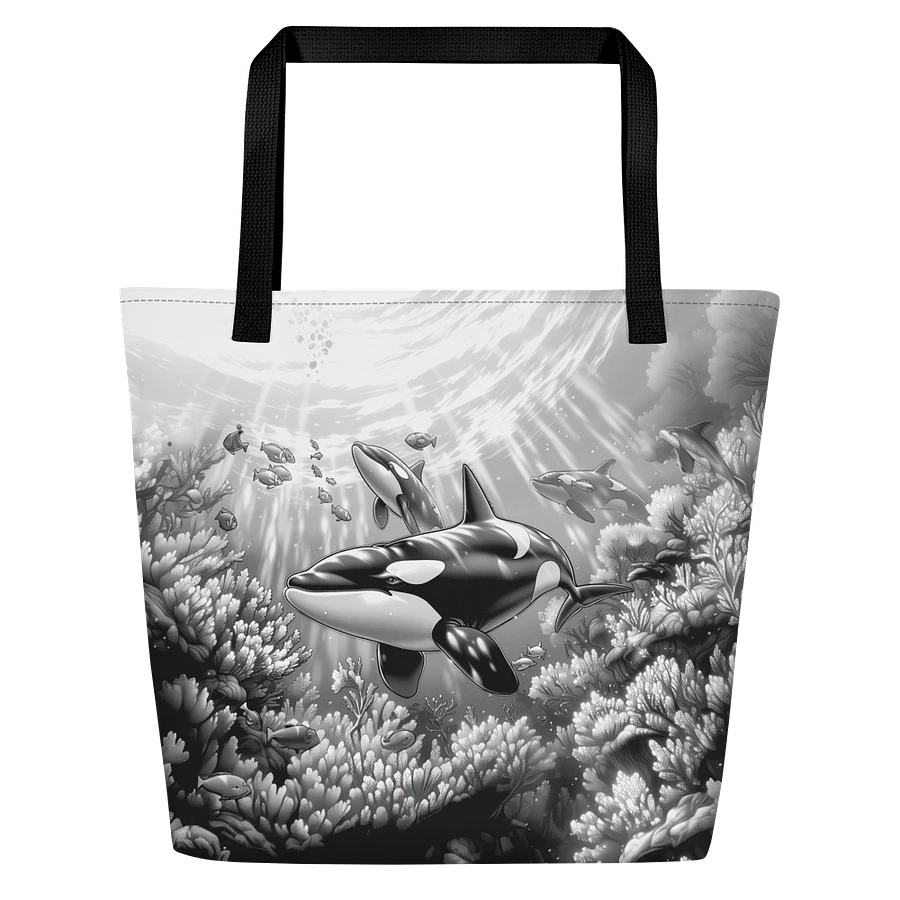 Tote Bag: Captivating Orca Undersea Ocean Lover Black and White Design product image (3)
