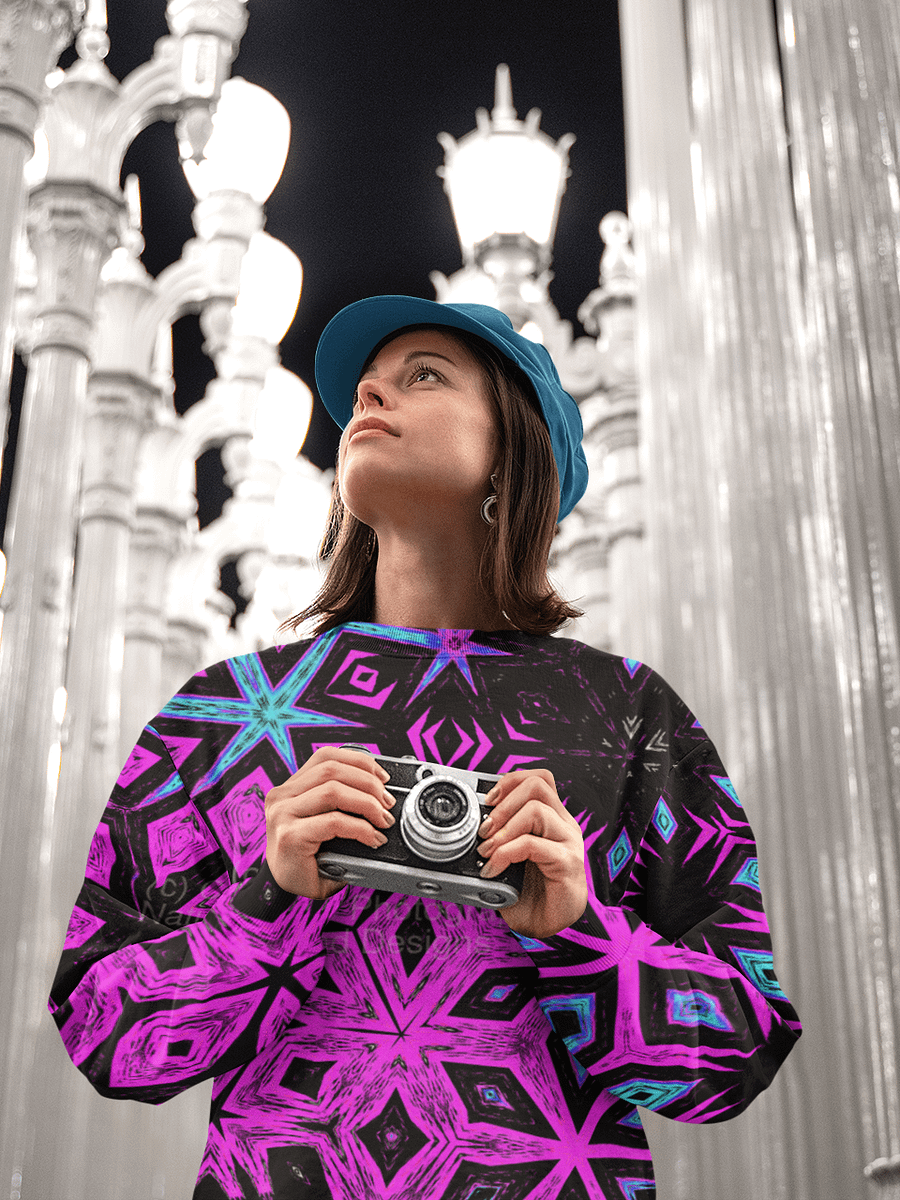 Abstract Vibrant Bold Kaleidoscope Pattern Unisex All Over Print Sweatshirt product image (4)