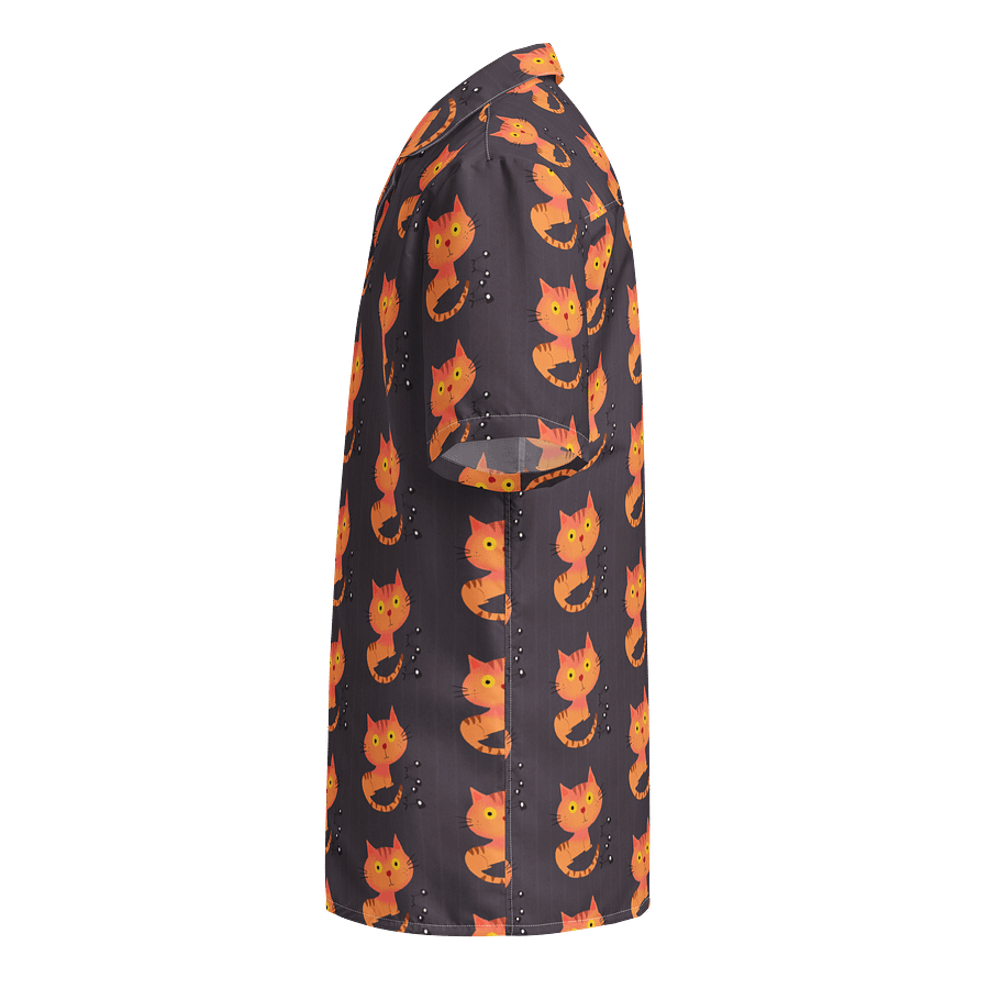 Feasting Ginger Kitty Button-Down Hawaiian Shirt - Charcoal product image (3)