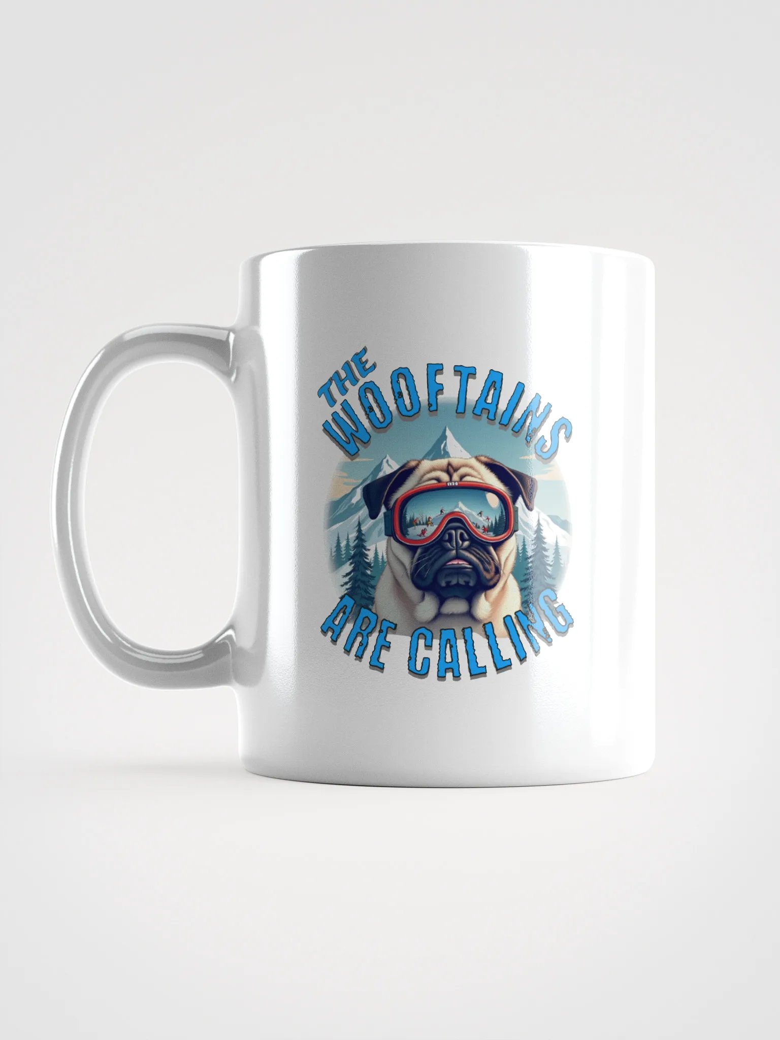 The Wooftains Are Calling Dog Pug Skiing Mug product image (1)