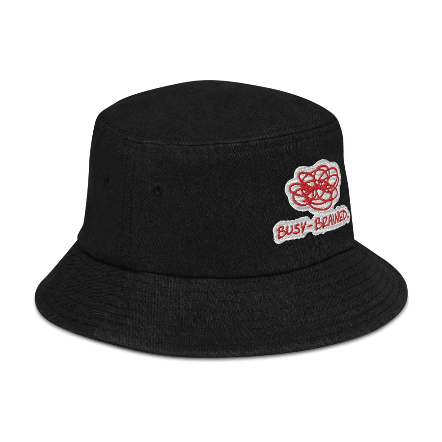 BUSY-BRAINED (red bubble design) denim bucket hat product image (3)