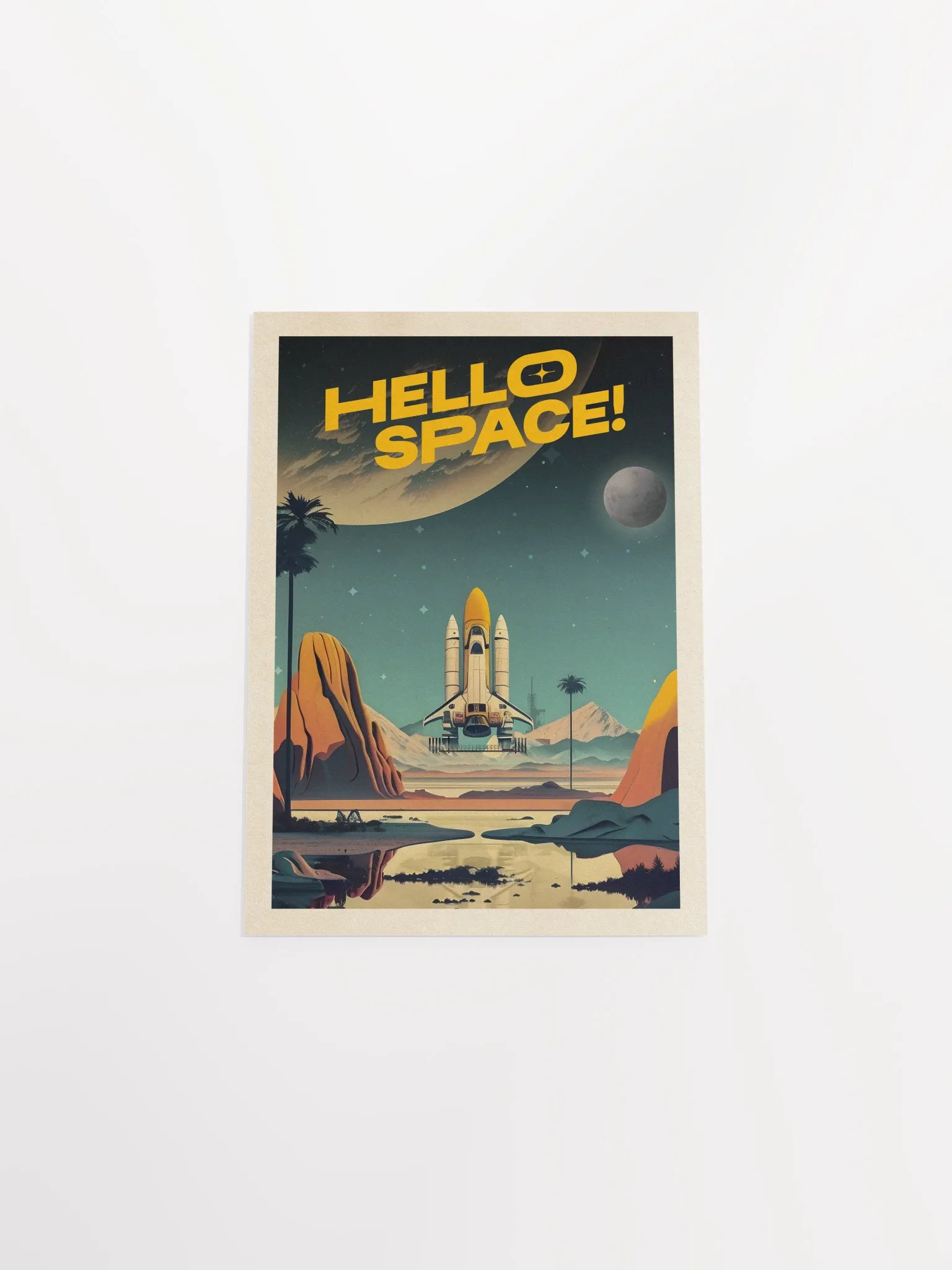 Hello Space! — Vintage space poster, retro space art, propaganda poster, retrofuturism art, retro sci-fi print product image (9)