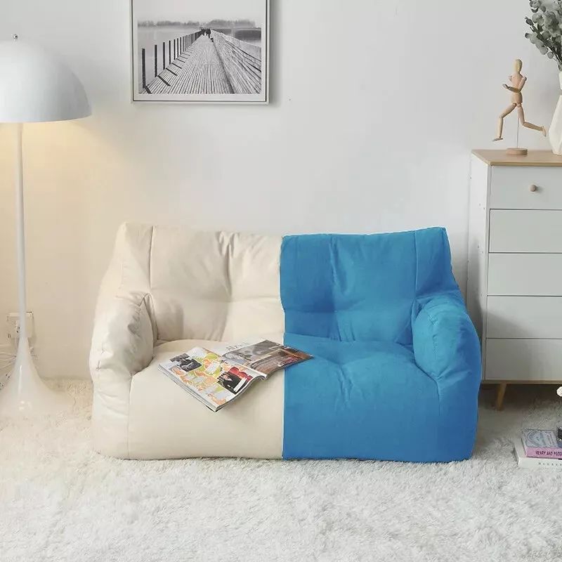 Blue/White Floor Sofa Couch Soft 2 Seats Puffy Comfortable Sofa Living Room product image (1)