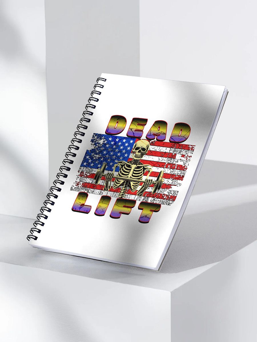 Dead Lift Weightlifting Skeleton Patriotic Spiral Notebook product image (3)