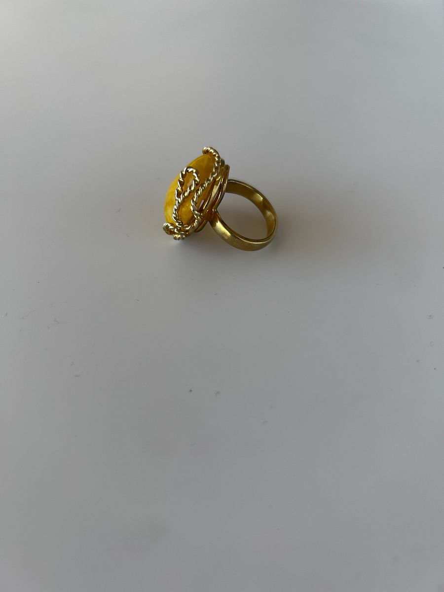 Baltic Egg Yolk Amber 925 Sterling Silver Twisted Swirl Design Adjustable Ring product image (5)