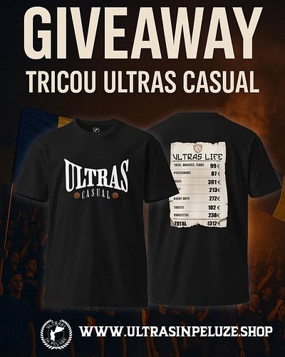 🔥 GIVEAWAY🔥
Câștigă un tricou ULTRAS CASUAL 🎁
✅ Ce trebuie să faci:
1️⃣ Dă FOLLOW la paginile @ultrasi.in.peluze.magazin și @...