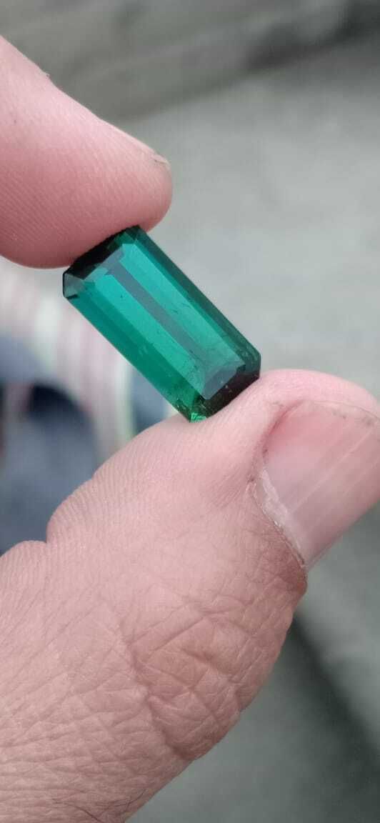 TOURMALINE GREEN/BLUE COLOR EMERALD CUT LOOSE GEMSTONE FROM AFGHANISTAN, 8 CARAT product image (10)