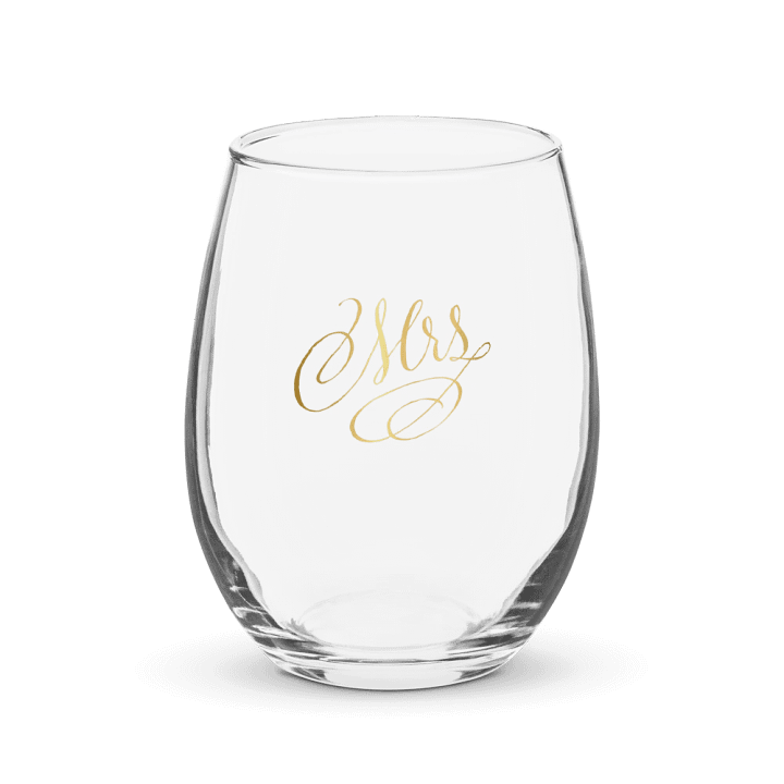 Elegant Gold 'Mrs' Stemless Wine Glass product image (1)