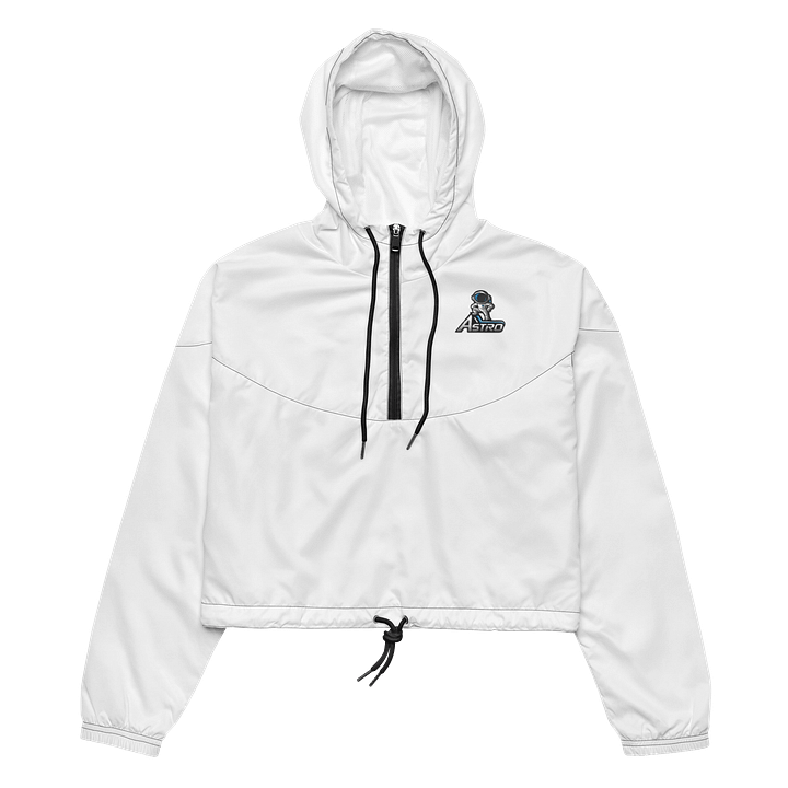 Astro All-Over Print Women’s Cropped Windbreaker - White, Cosmic Design, Lightweight product image (2)