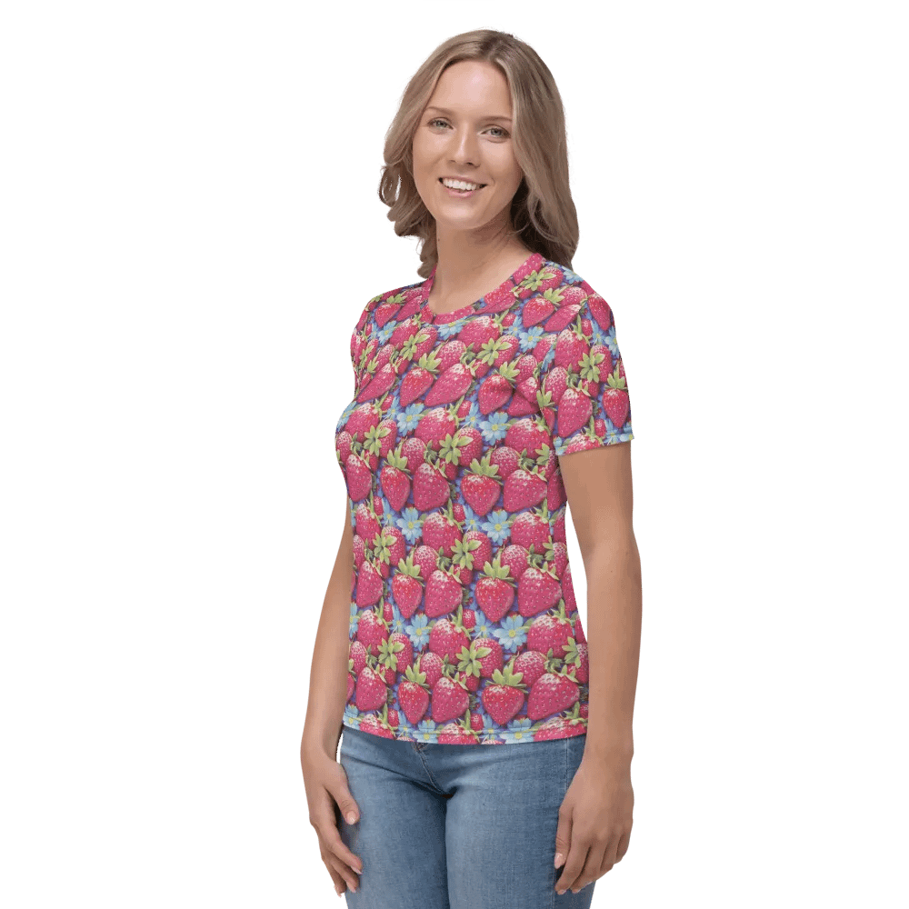 Cute Strawberry Pattern All Over Print T-shirt product image (5)
