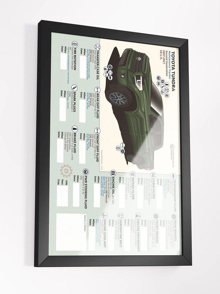 2ND GEN TUNDRA MAINTENANCE TRACKER - Spruce (Framed) product image (4)