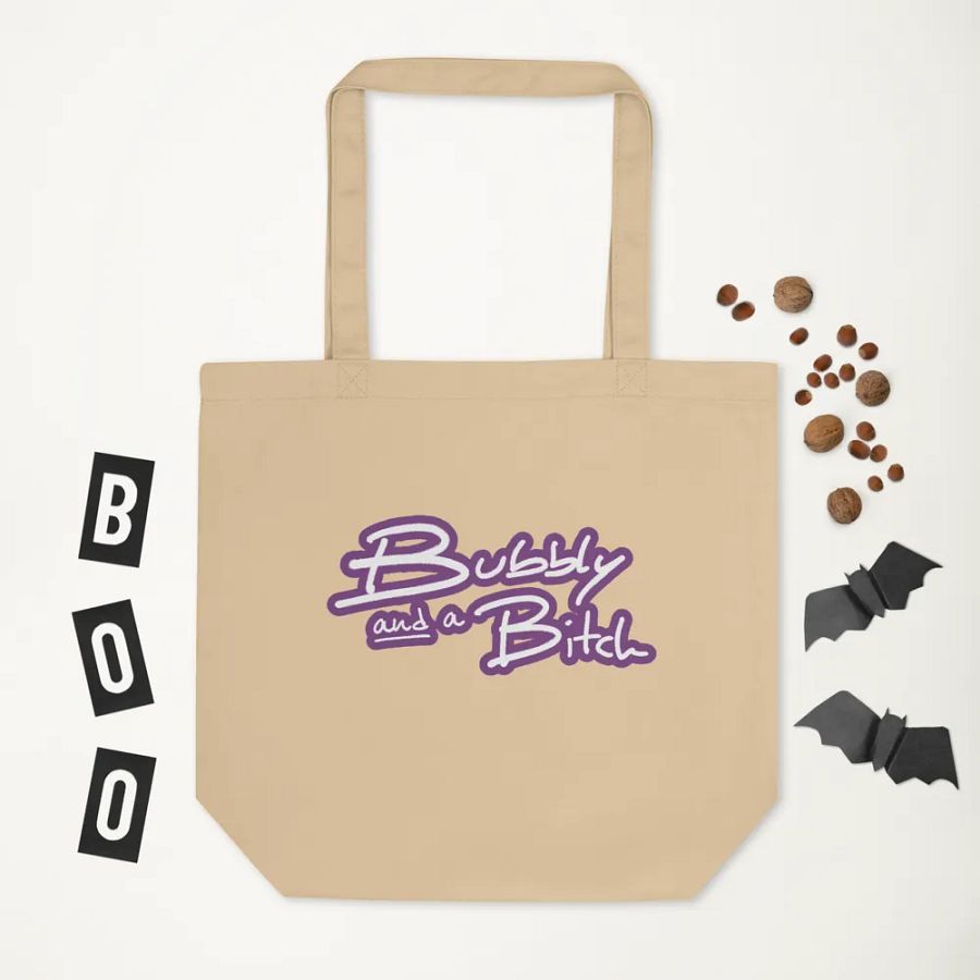 Bubbly and a B*tch (lined design, #763D7D) tote bag product image (6)