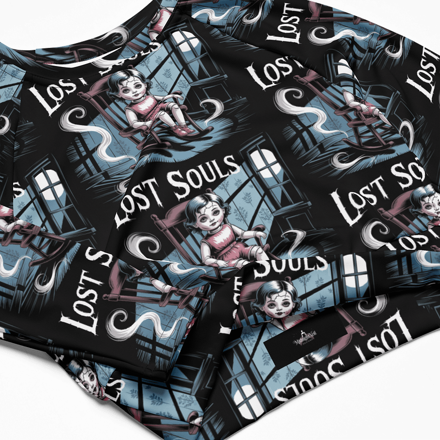 Midnight Veil Designs Gothic All-Over Print Long Sleeve Crop Top - Lost Souls Black product image (4)