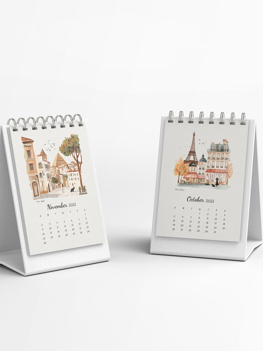 2025 Calendar | Minimal Watercolor Calendar For Travel Lovers | Wall Art | Minimal Digital Art | City Illustration | Home Decor | Gift Idea product image (9)