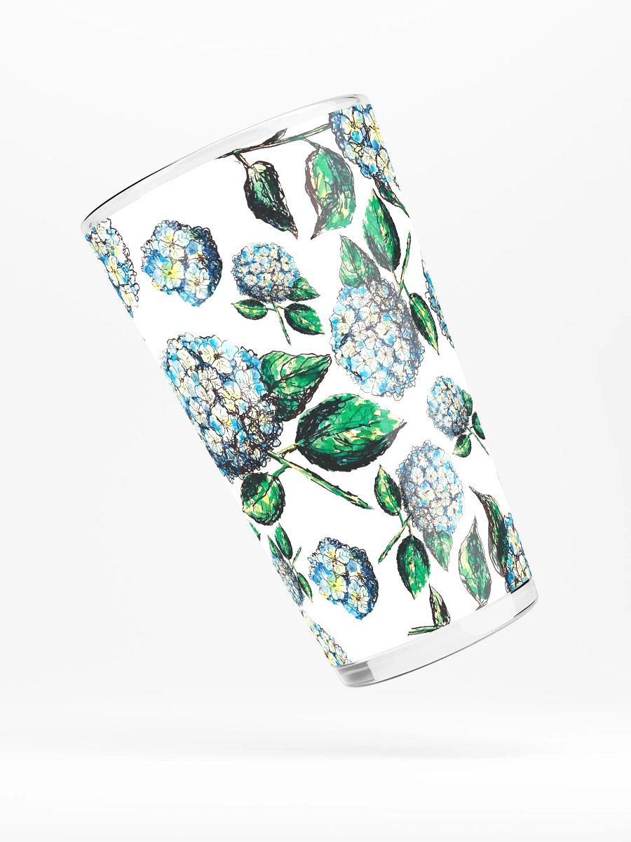 Blue Hydrangea Blooms | Coastal Garden Elegance | Shaker Pint Glass by Monique Faella Designs™ Sip in Blooming Blue 💙🌿🍹 product image (4)