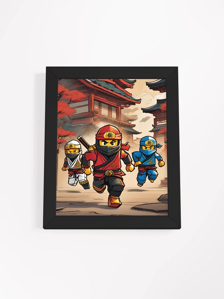 Framed Poster - Ninja Trio Running wall art for Boys Room - Ninja Poster - Ninjago inspired Wall Decoration for Boys product image (1)