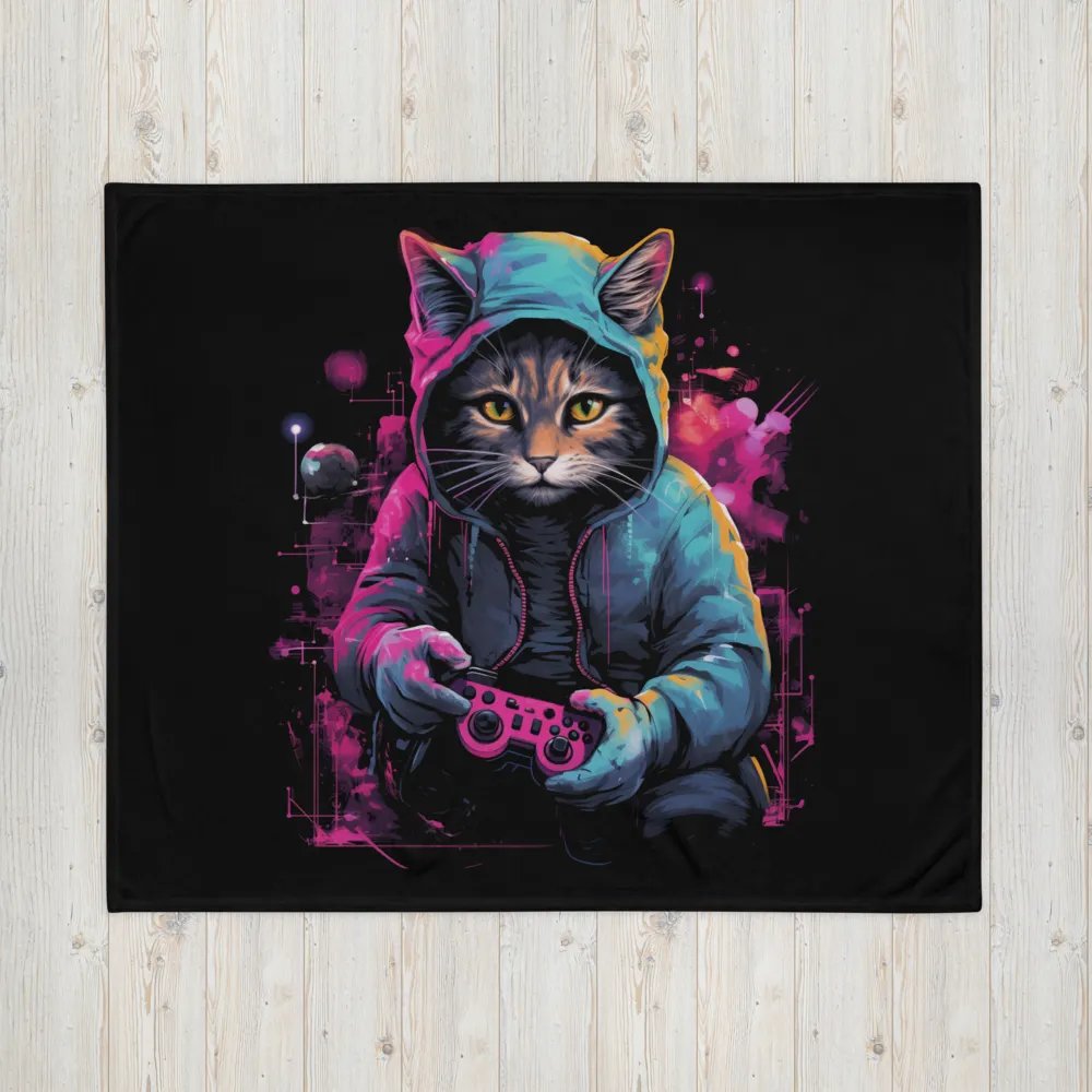 Hoodie Cat Gaming Throw Blanket product image (16)