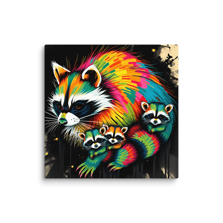 Rainbow Raccoon Family Canvas Print product image (12)