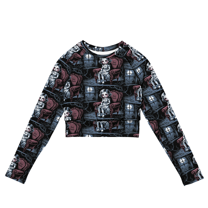 Midnight Veil Designs Gothic All-Over Print Long Sleeve Crop Top - Lost Souls Black product image (2)