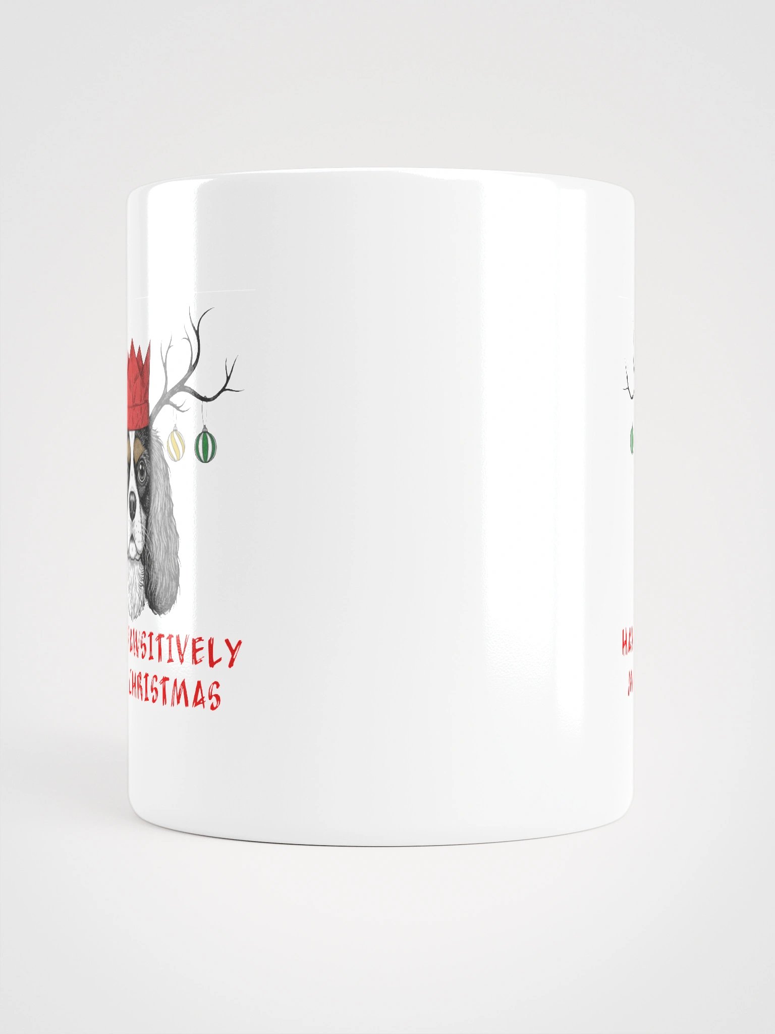 White Glossy Mug with Baxter Pawsitively Merry Christmas Line Art product image (6)