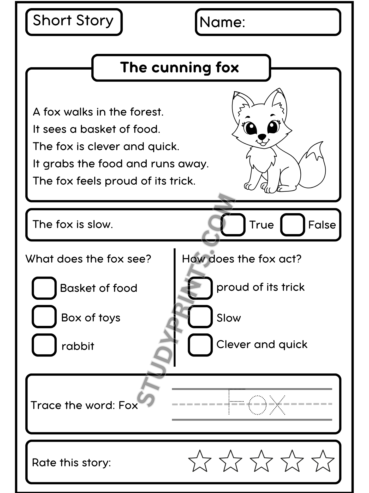 kindergarten reading comprehension worksheets | 20-Page Printable PDF product image (3)