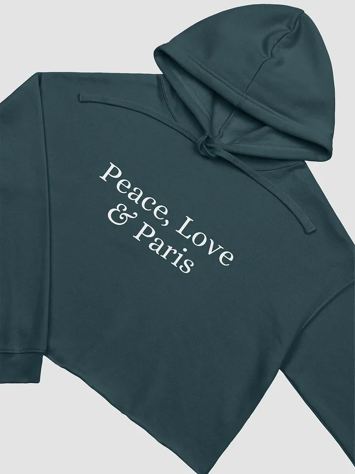 Peace, Love and Paris Cropped Hoodie | White Ink Design product image (2)