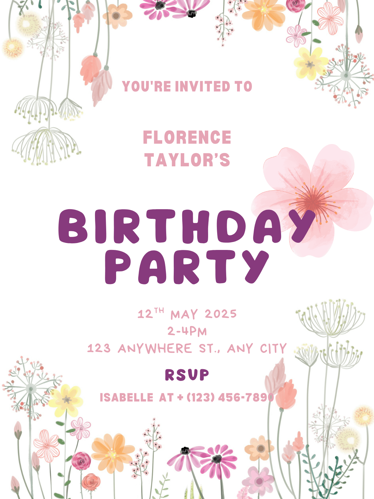 Birthday Invitation - Flowers product image (1)