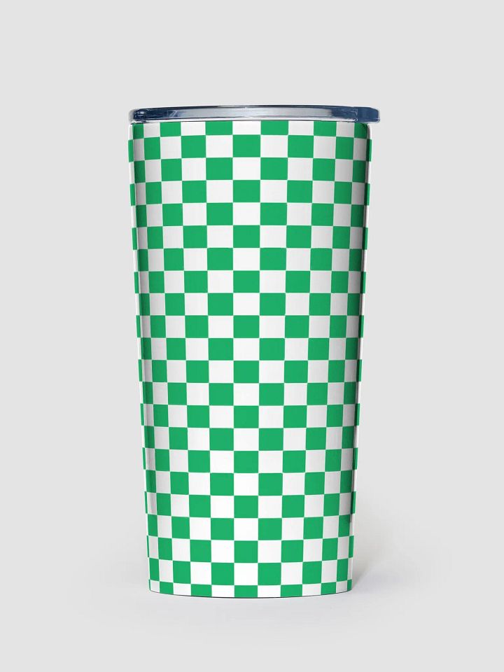 Checkered! Green and White Checkers 20 oz Stainless Steel Tumbler product image (1)