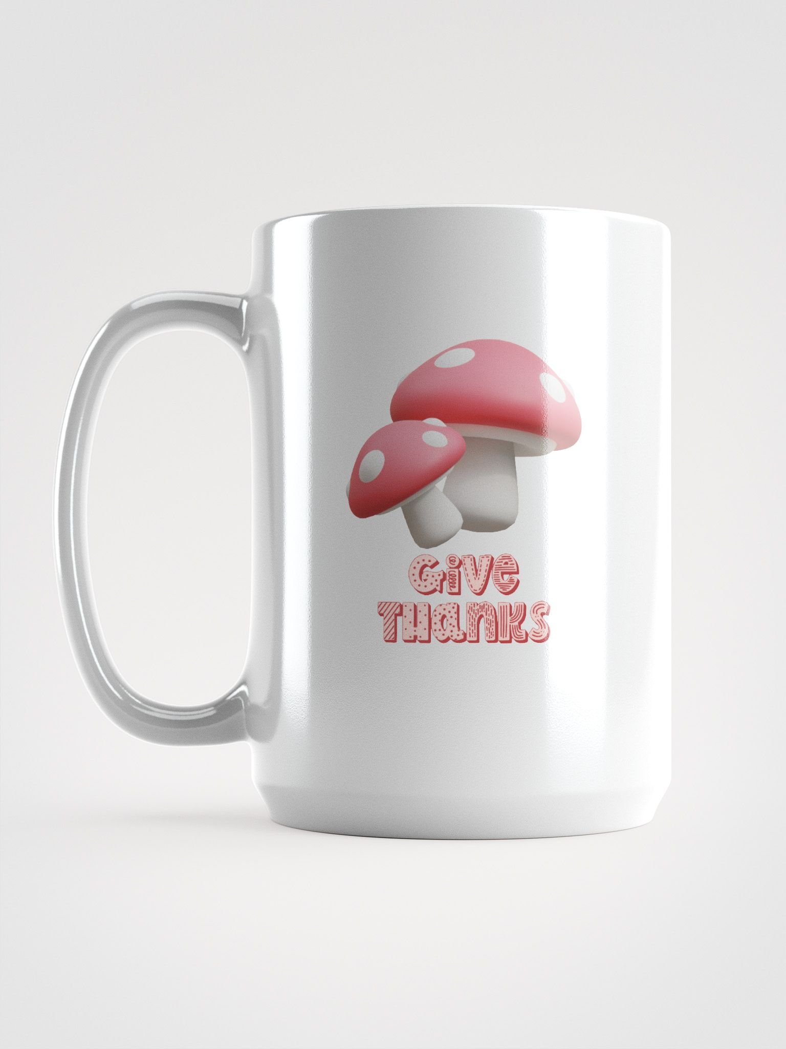 Give Thanks Coffee Mug – Mushroom Typography | Thanksgiving product image (1)