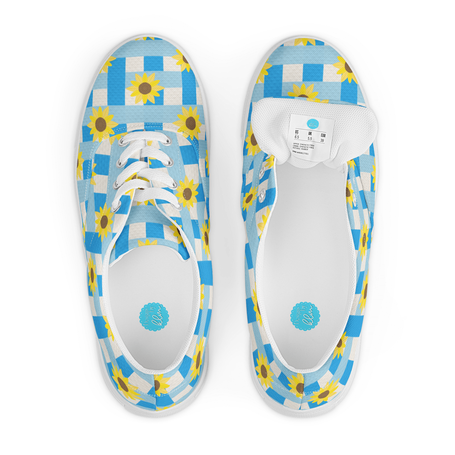 Sunflower Gingham Pattern Lace-Up Shoes in Blue product image (6)
