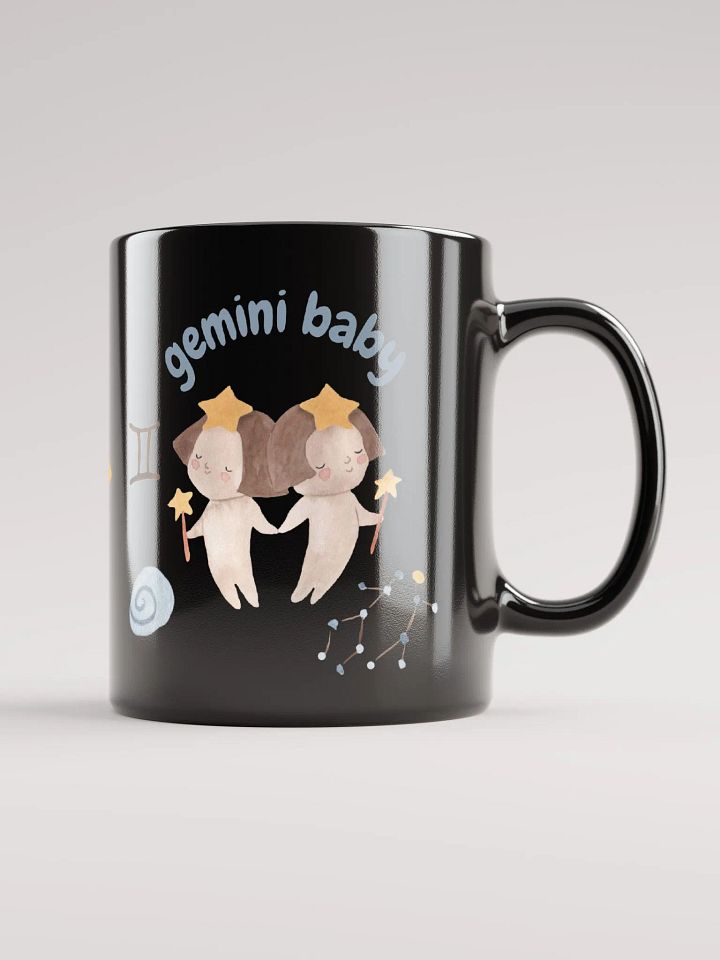 Gemini Baby May 21- June 21 BLACK GLOSSY MUG Baby Gift, New Baby Gift, Fun Astrology Gift product image (1)