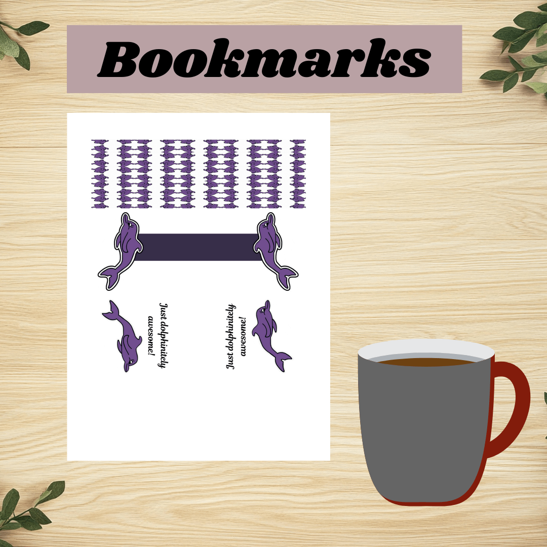 Cute Cartoon Dolphin Themed Printable Stationery Set| Notepad| Daily Schedule| Grocery List| To Do List| Stickersheet| Kawaii Bookmarks product image (6)