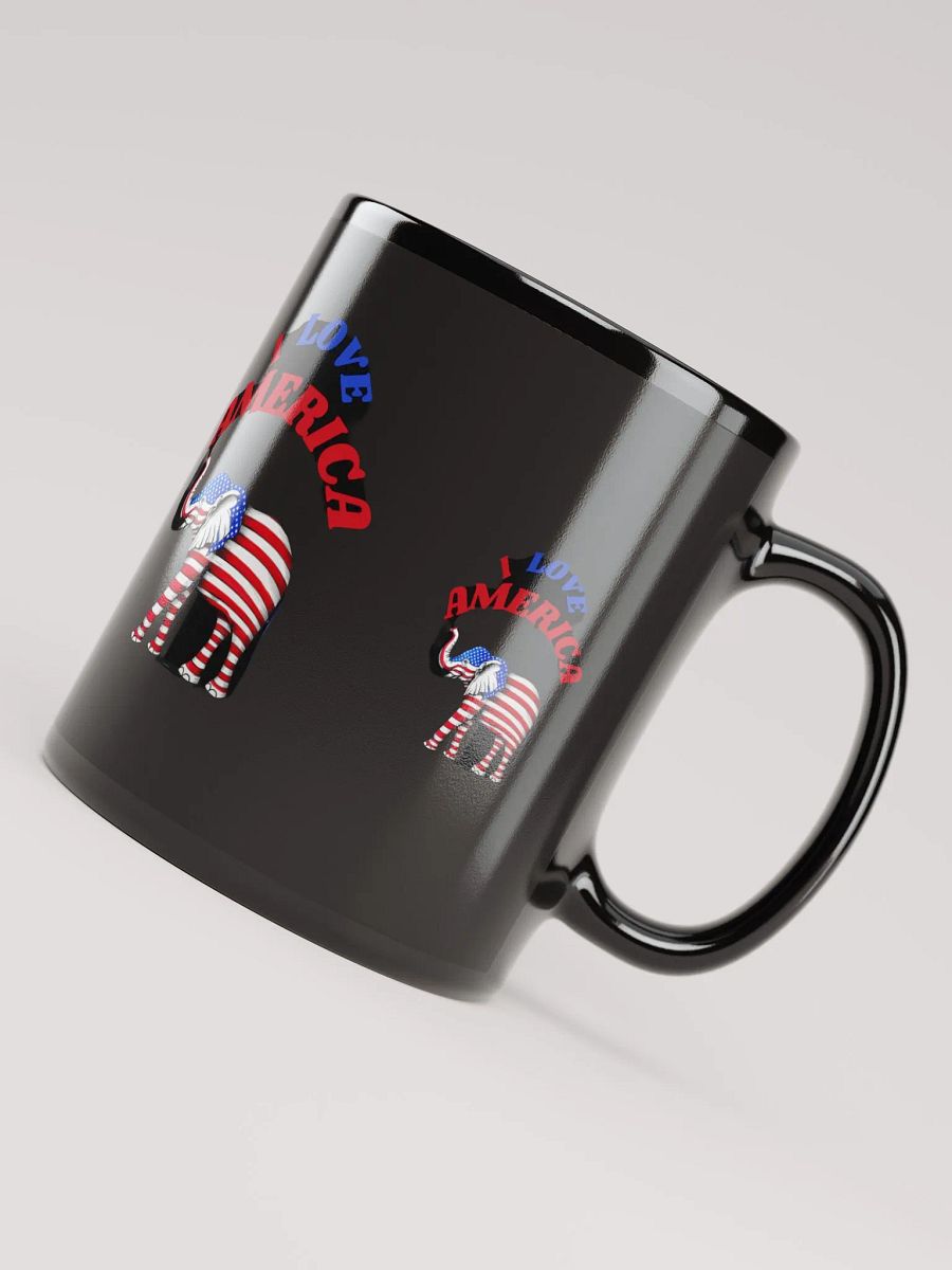 Black glossy mug with a nice design, I LOVE AMERICA. product image (4)