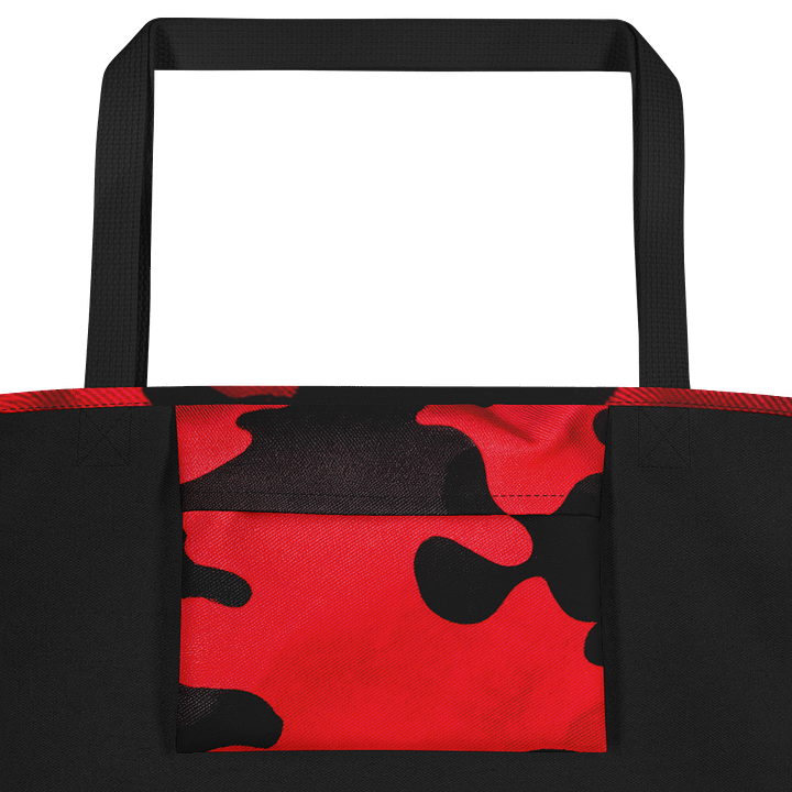 Large Tote Bag w/Pocket black and red camo product image (2)