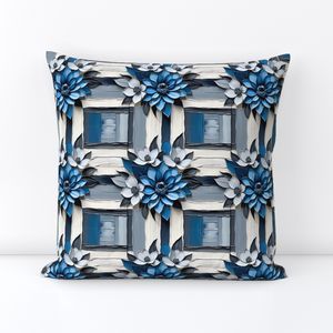 Seamless Pattern - Painted Floral Tile Pattern 4 in Shades of Blue and White product image (5)