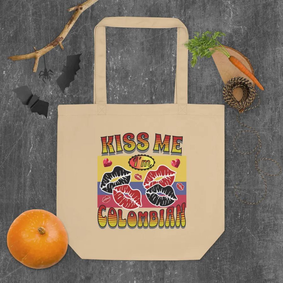 Kiss Me I'm Colombian Flag Tote Bag product image (4)