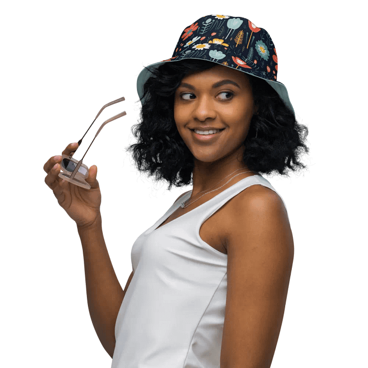 Wild Flowers Navy Reversible Bucket Hat product image (1)
