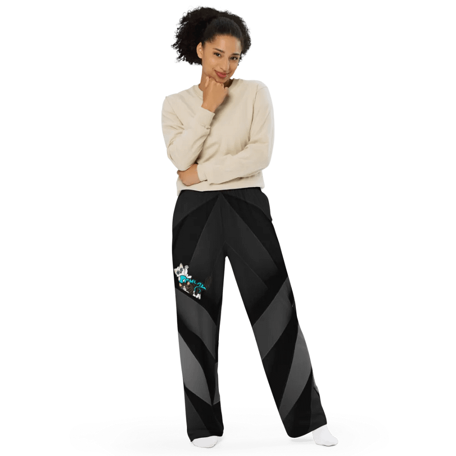 All-Over Print Unisex Wide-Leg Pants: Luigi & Ariel Logo product image (3)