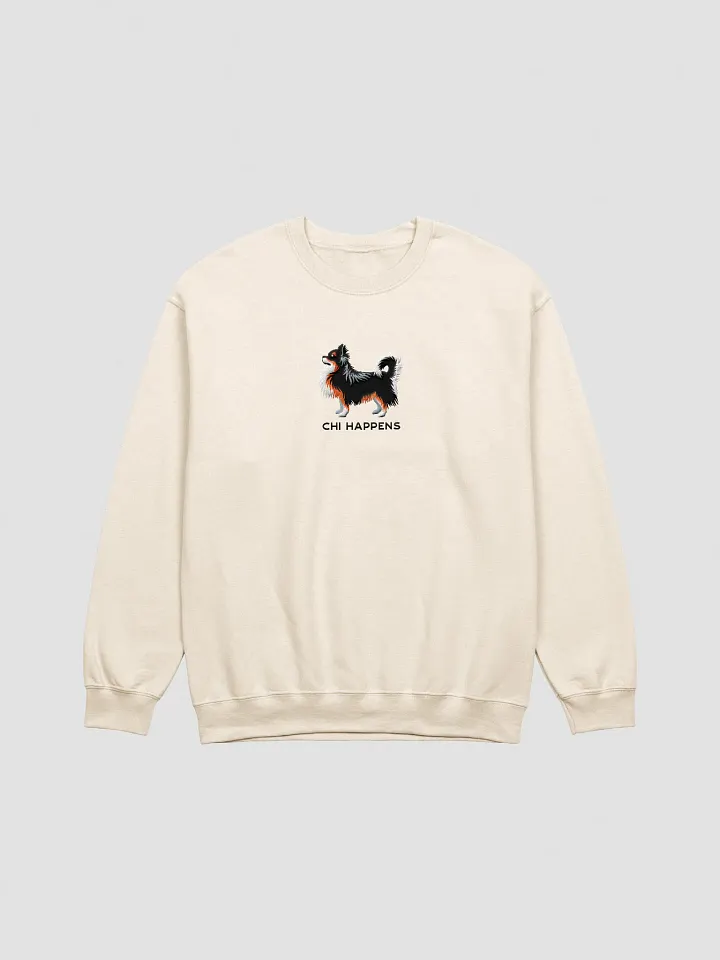 Chi Happens Sweatshirt (Embroidered) of a Longhaired Chihuahua(Tricolor) product image (13)