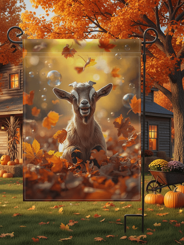 Autumn Leaves Goat Farm Flag product image (1)
