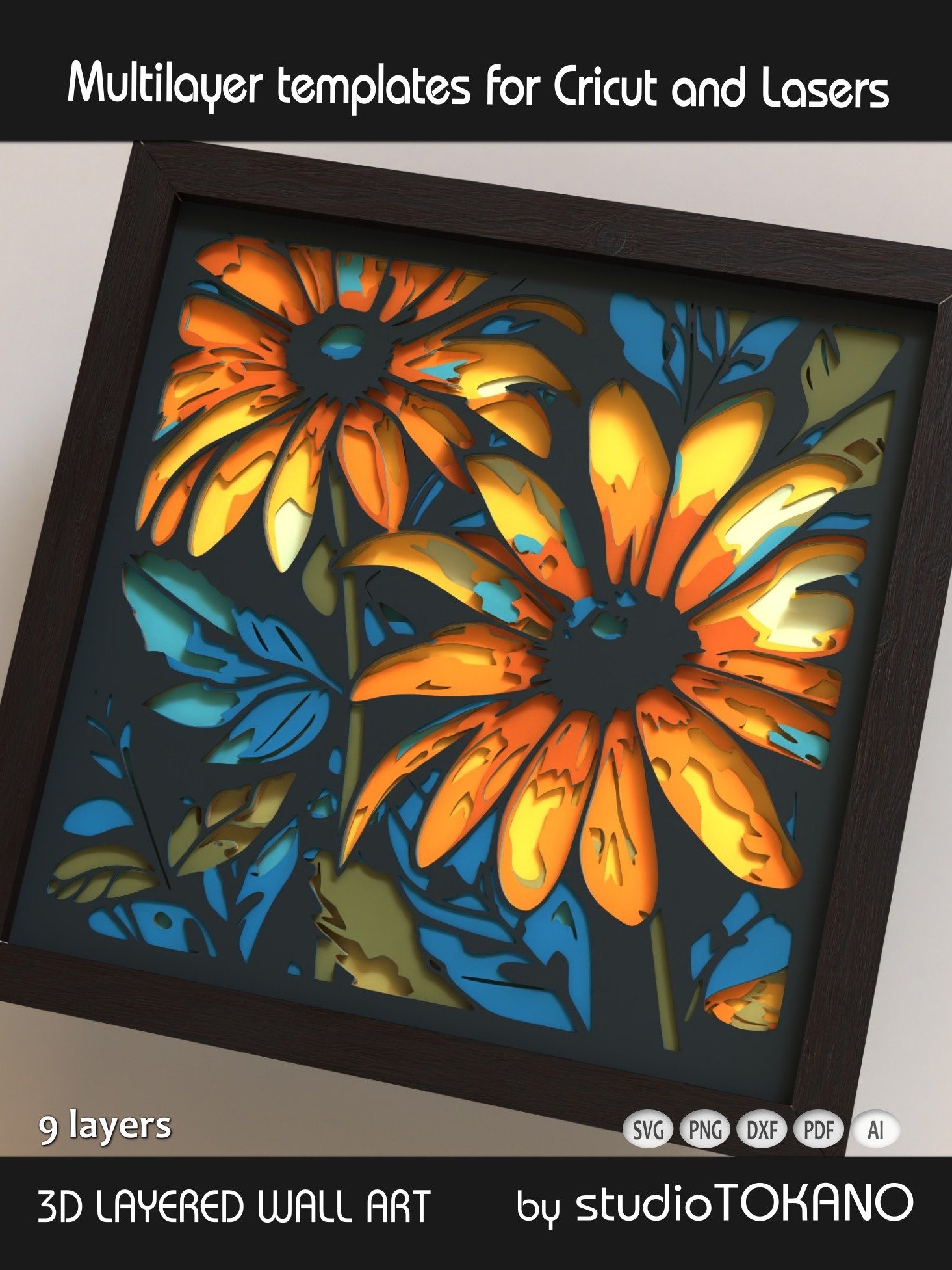 Sunflowers 3D SVG Cut File product image (3)