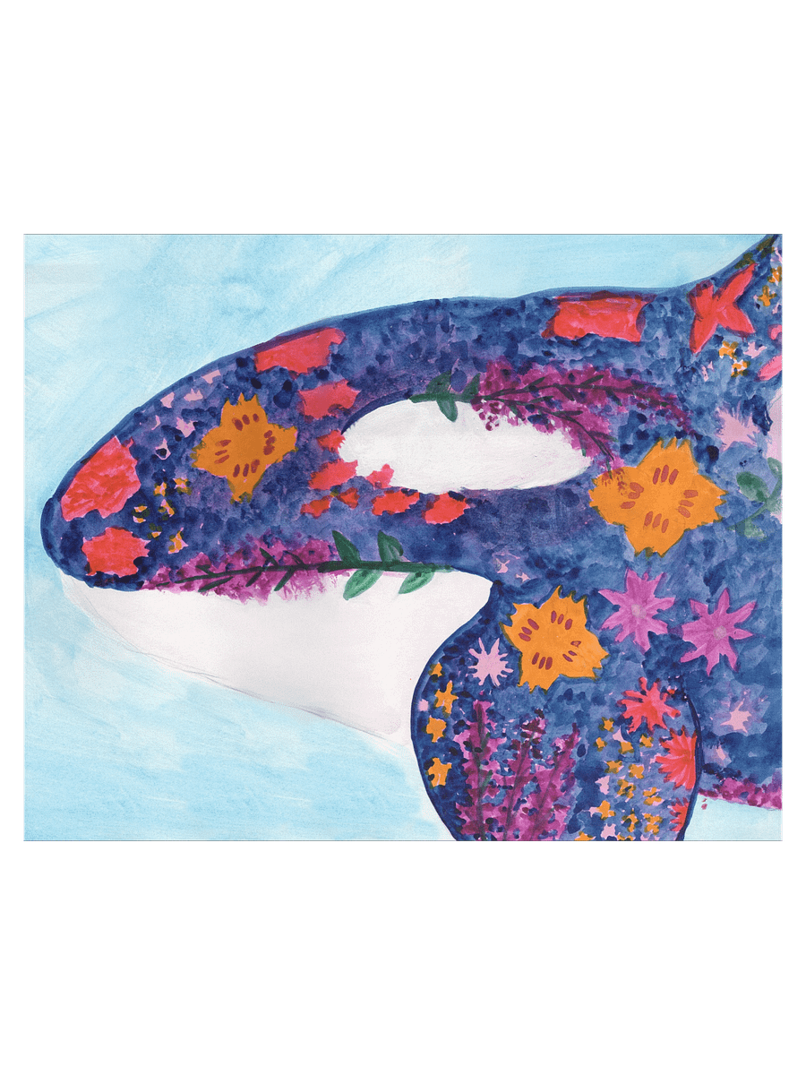 floral orca 05 - watercolour on paper - print product image (1)