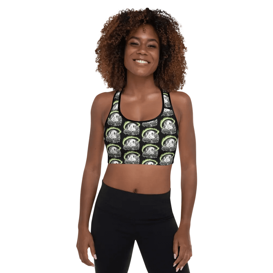 Save Me: A Plea from Planet Earth All-Over Print Padded Black Sports Bra 🌍 product image (5)