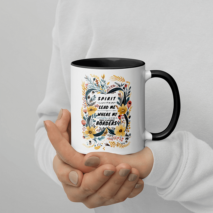 Spirit Lead Me Where My Trust Is Without Borders Floral Bliss Of a Peek-a-Boo Burst Of Vibrant Colors Ceramic Mug product image (2)
