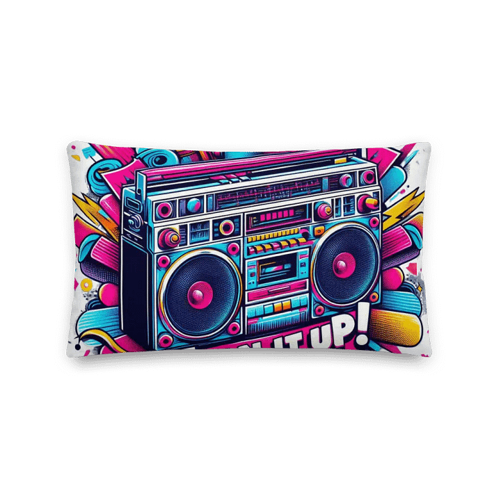 Retro Vibes Boombox Pillow | AI Design classic vintage Turn it Up product image (2)