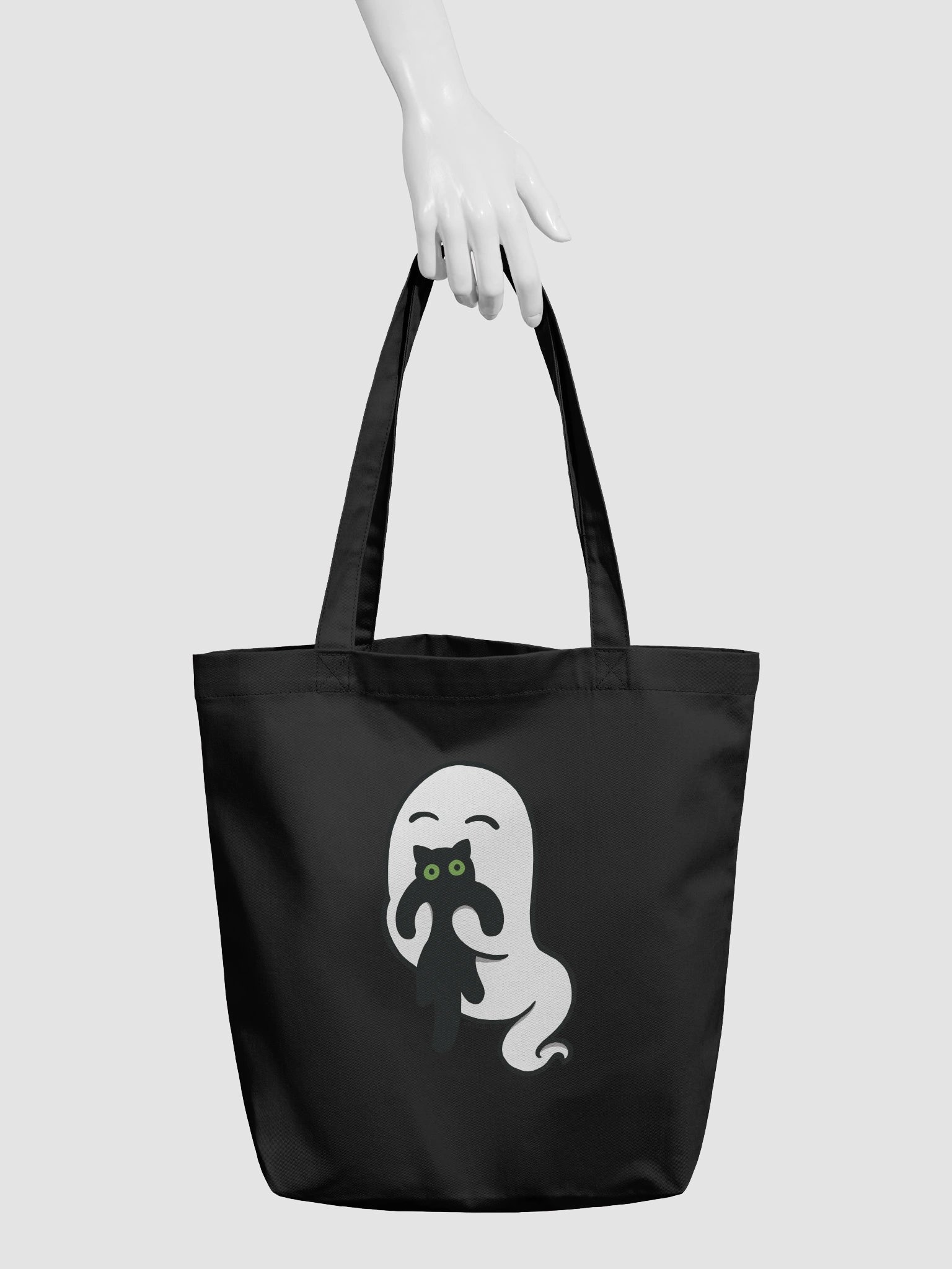 Ghost Kitty Eco Cotton Tote Bag - Black product image (3)
