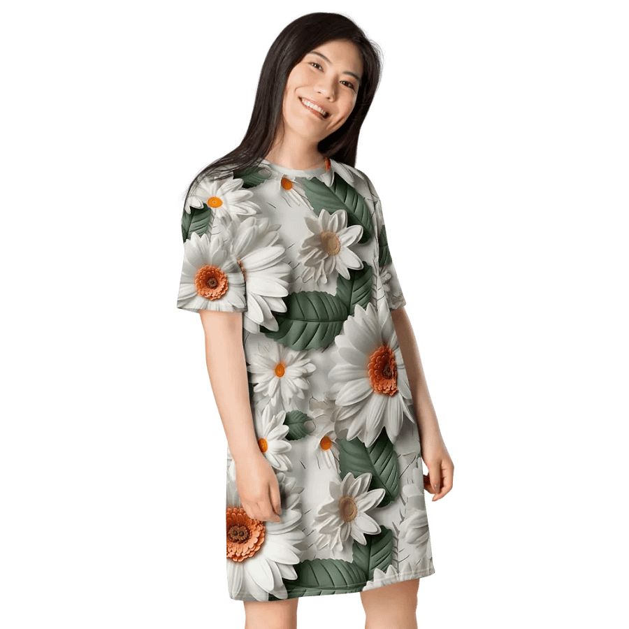 3D-Ditsy-Flowers-Seamless-Patterns T-shirt Dress - V13 product image (8)