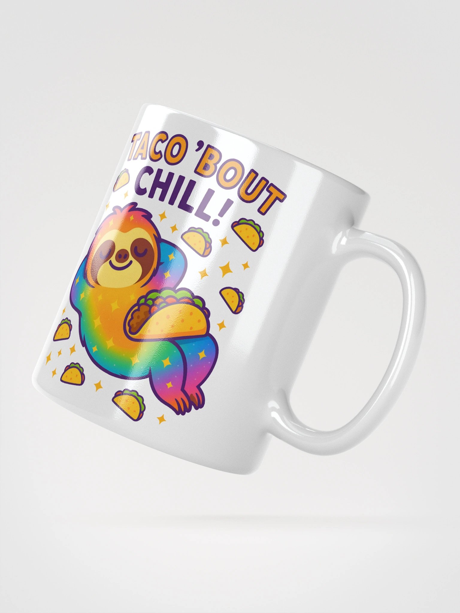 Taco ’Bout Chill Mug – Funny Rainbow Sloth Coffee Cup for Taco Fans & Nap Enthusiasts product image (2)